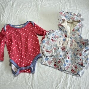6-12M hoodie and onesie girls bundle